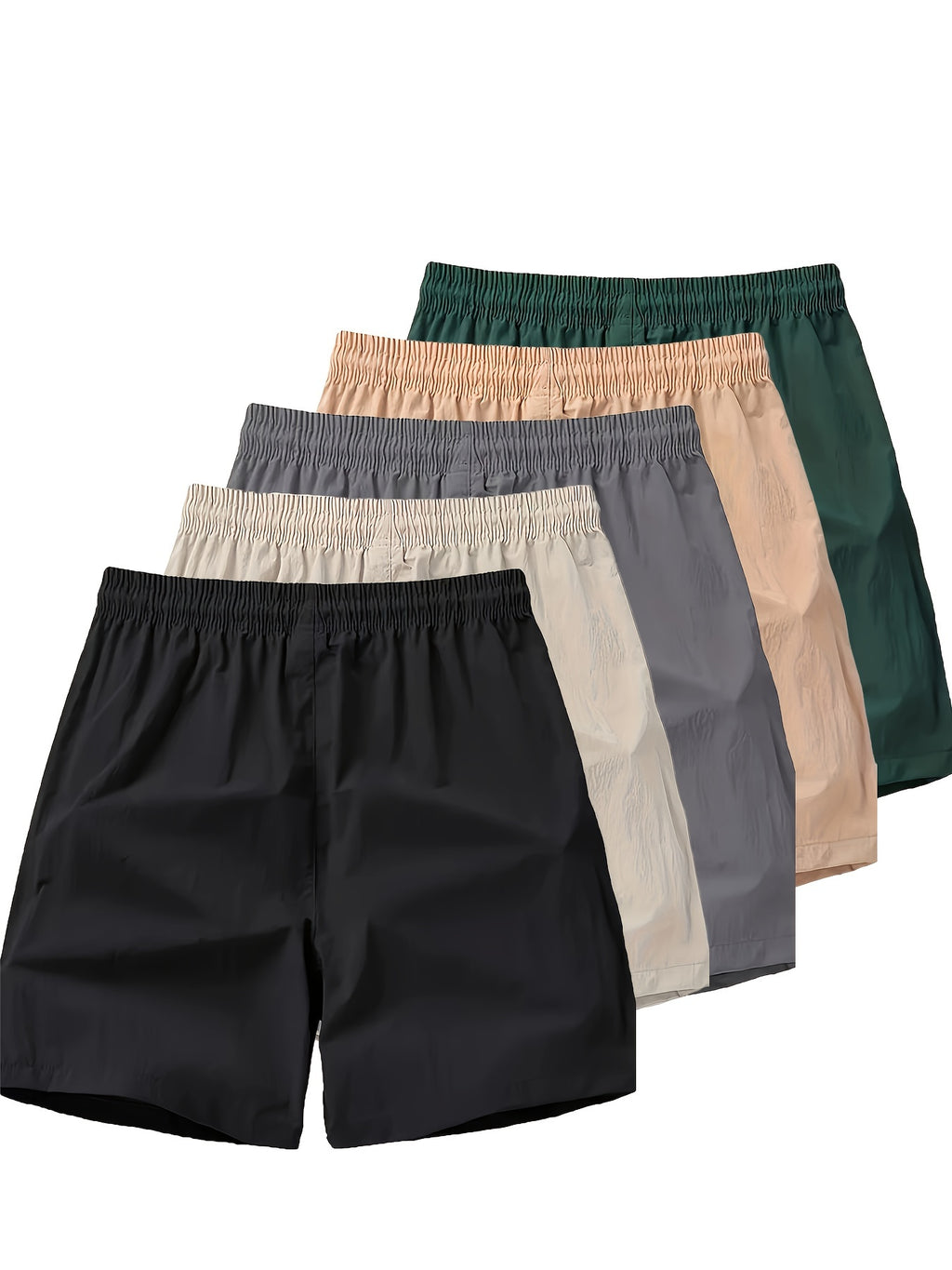 Polyester Non-Stretch Sports Style 5pcs 120g Alphabet Printed Shorts for Men, Loose Fit, Casual Wear, No Pocket, Not Waterproof, Basket Ball Sport