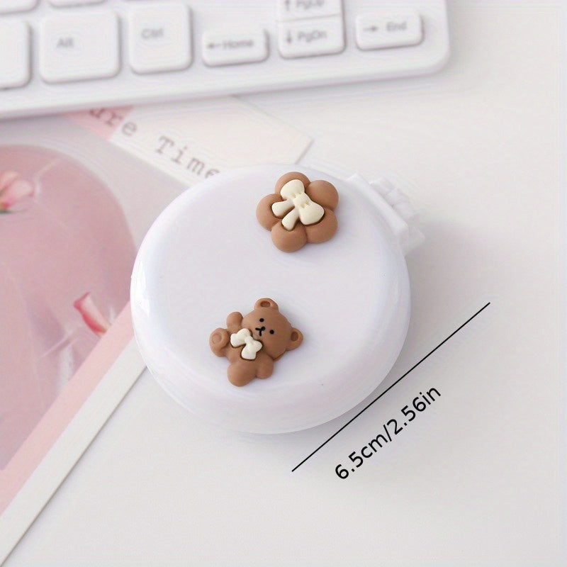 Cute Folding Airbag Comb With Mirror Cartoon Round Pocket Hair Brush With Makeup Mirror Compact Travel Hairbrush Mini Hair Massage Comb For Women And Girls