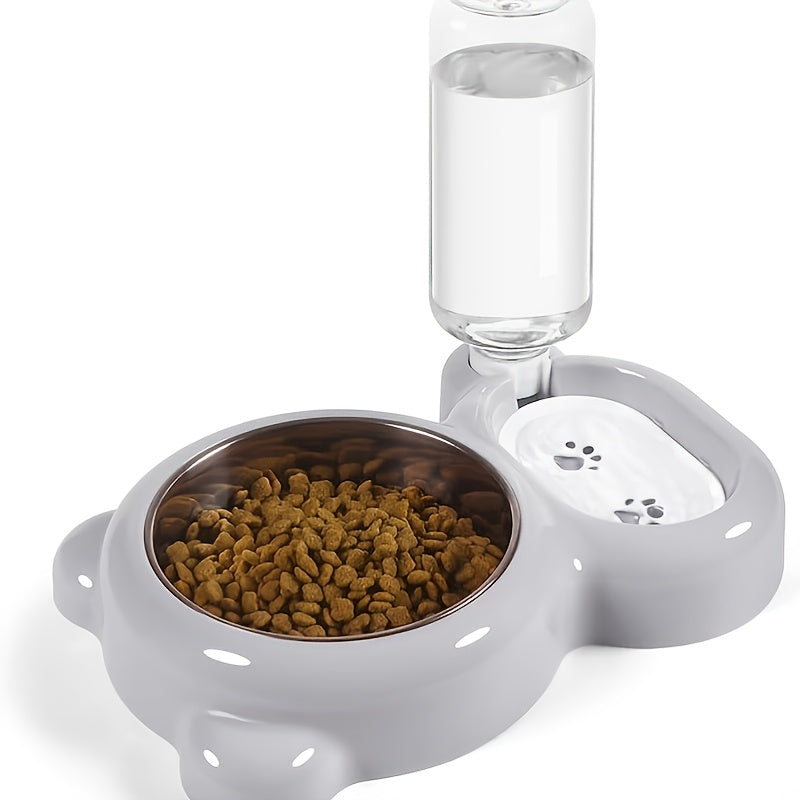 Keep Your Pet Hydrated & Fed with This Double Bowl Set & Automatic Water Dispenser Bottle!