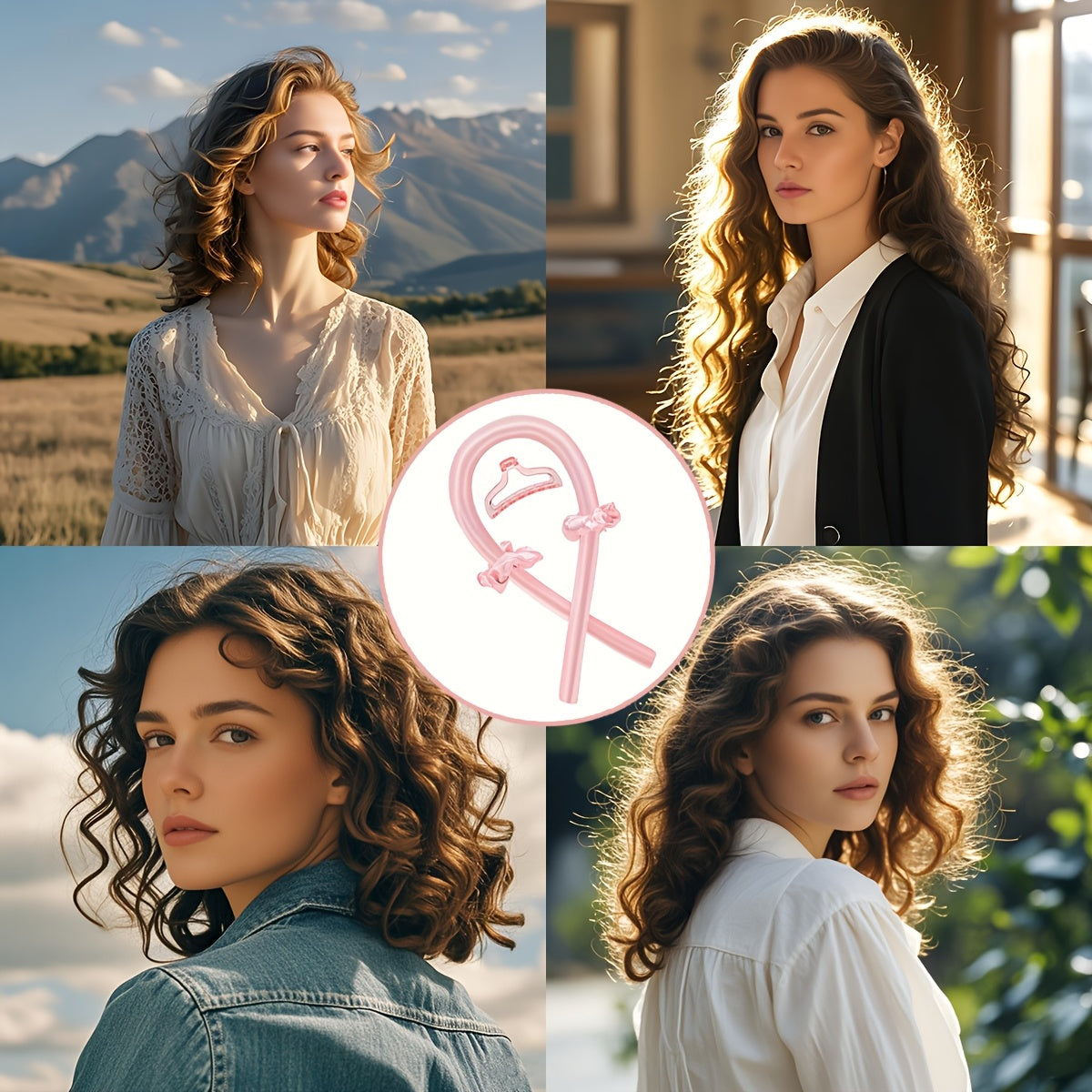 Minimalist Fabric Hair Curler with Bow Detail - Solid Color, Single Piece, Ideal for Christmas Festival Hairstyling Accessory, Christmas Hair Styling Tool|Elegant Accessory|Fabric Constructio