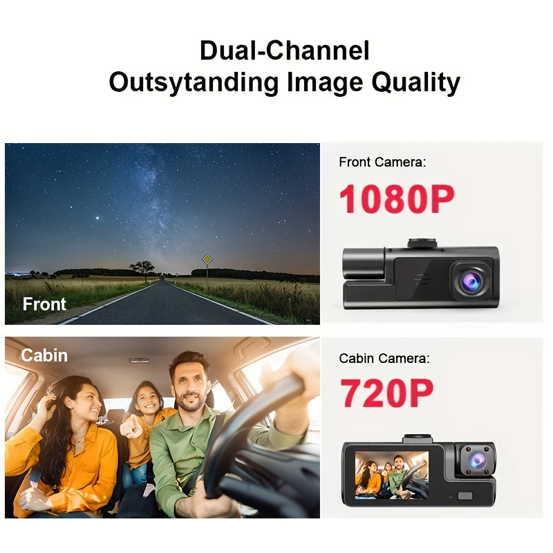 Dash Cam Front and Inside, HD 1080P Recording Car DVR Cam with 170° Wide Angle, Night Vision,Small Dash Camera for Cars, 24h Parking Monitor, Loop Recording,G-Sensor, Without SD Card