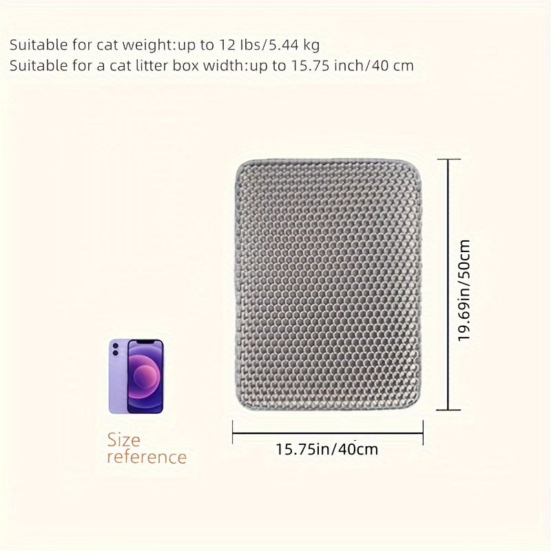 Cat Litter Mat, Beautiful Honeycomb Cat Litter Box Catcher Pad, Suitable for Cats, Odor Control Double Layer, Urine Waterproof, Washable, Phthalate-Free