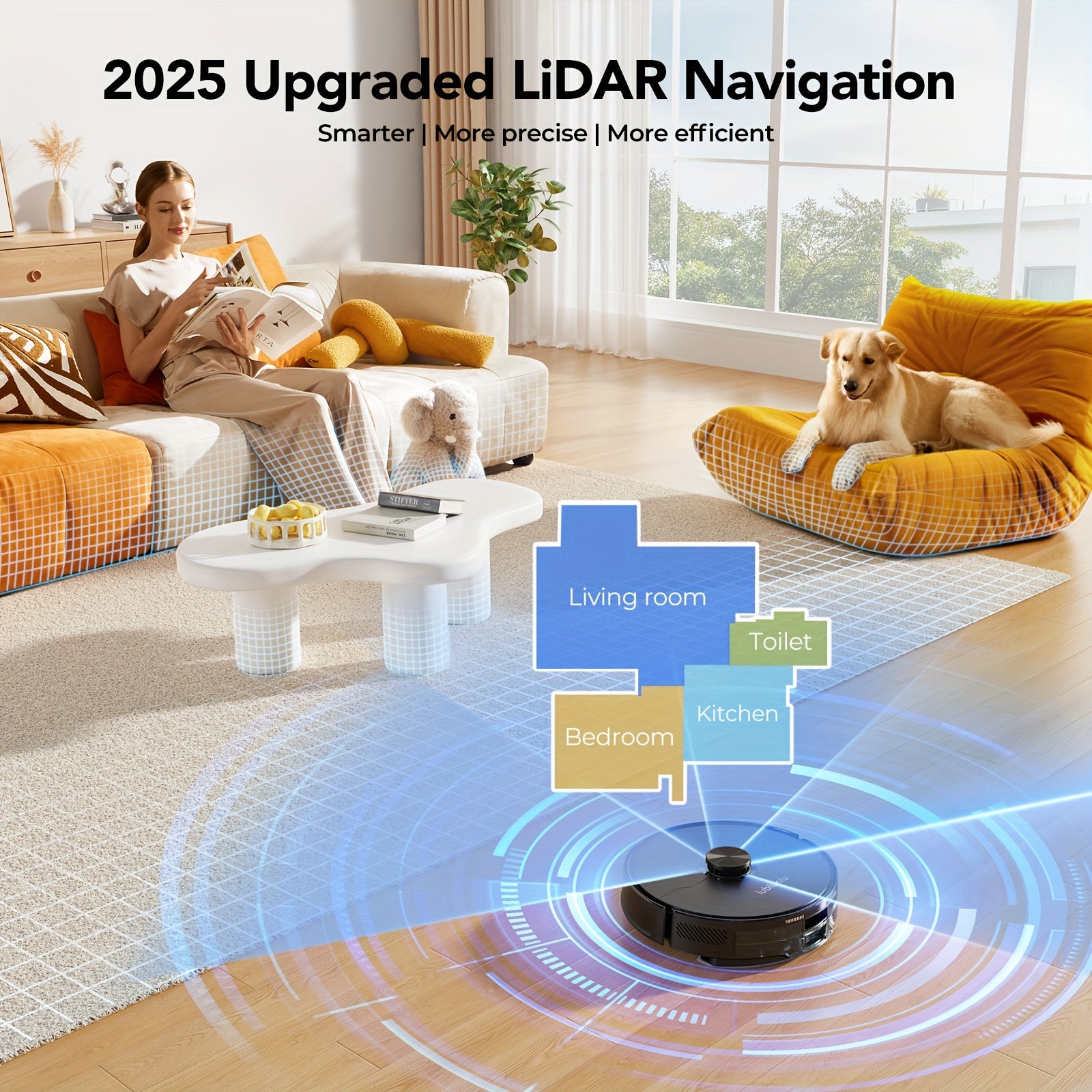 Lubluelu 6500Pa Robotic Vacuum, Robot Vacuum Cleaner And Mop Combo, 180Mins Max, 62dB, 34 No-Go Zones for Pet Hair Carpets Floor - B40/L15Ultra