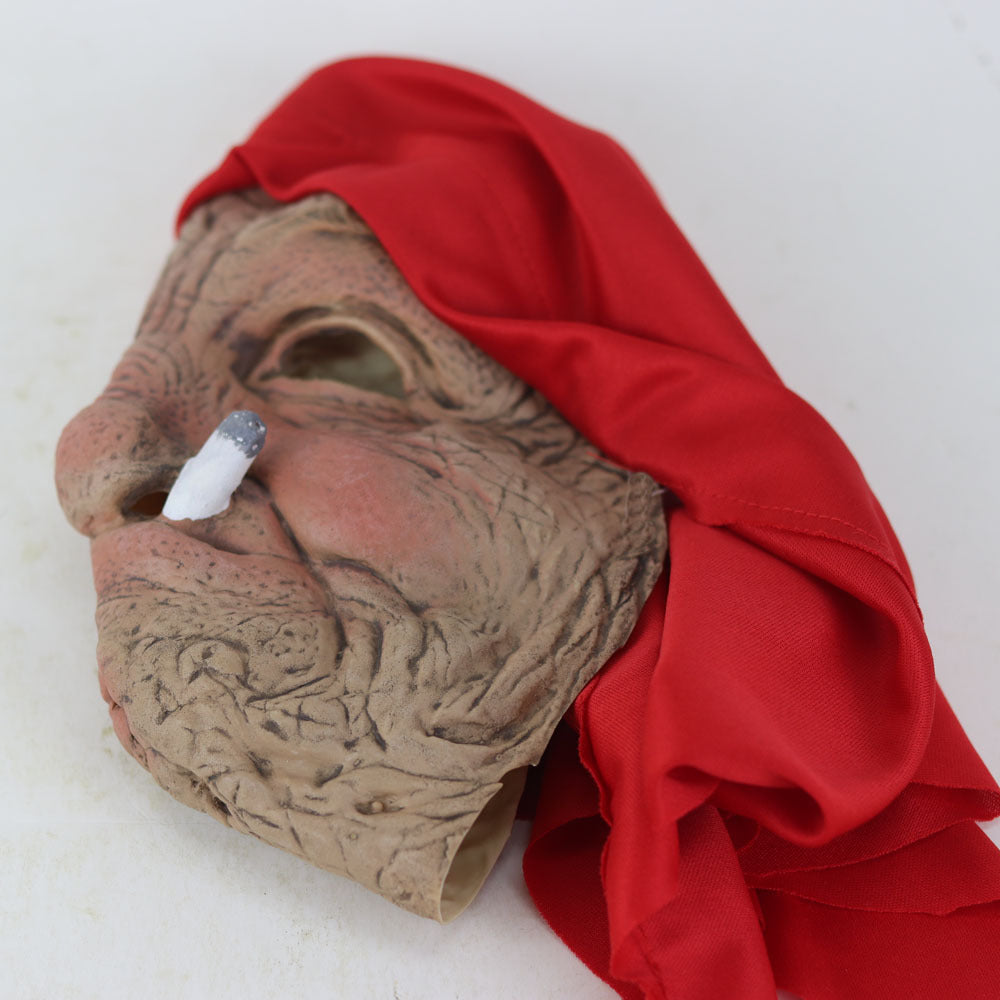 Little Red Hood Smoking Grandma Old Woman Mask Party Props Halloween, ideal choice for gifts Suitable for men and women.