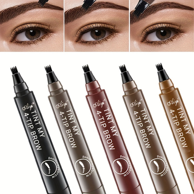 5 Colors Eyebrow Pencil, 4 Split Tip Liquid Eyebrow Pen Beard Filling Pen, Eyebrow Styling Makeup Tool
