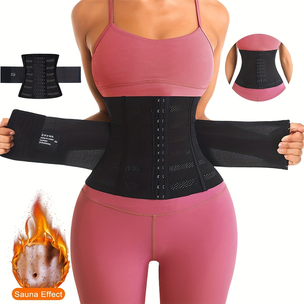 1pc Breathable Polyester Waist Cincher for Women - Medium Control Posture Improvement Shapewear with Adjustable Closure, Knit Fabric Weave, Hand Washable - 1pc