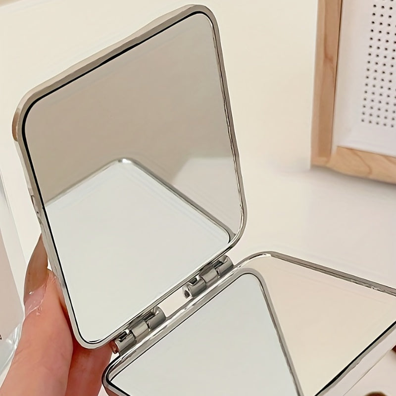 Wavy Pattern Silvery Portable Handheld Makeup Mirror, Vanity Mirror, Beauty Accessory, Nautical Theme, Stylish Design, Compact Mirror, Decorative Mirror, Gift For Her, Makeup Lovers