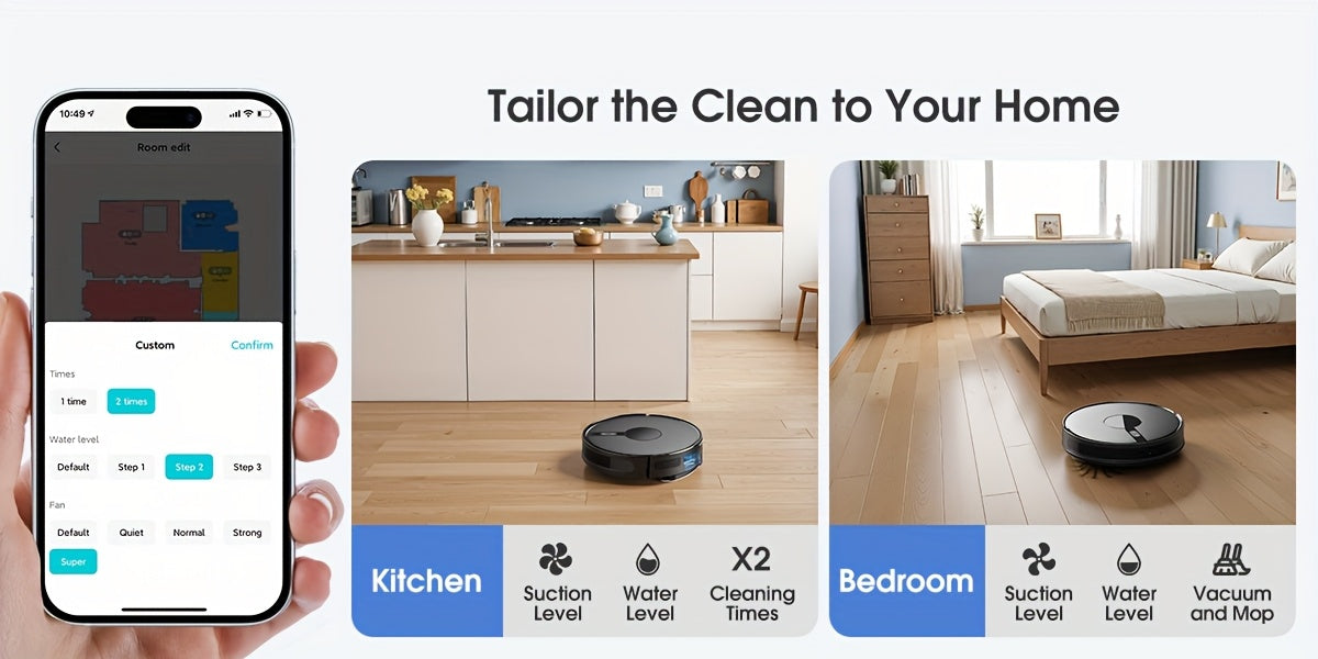 Lubluelu 6500Pa Robotic Vacuum, Robot Vacuum Cleaner And Mop Combo, 180Mins Max, 62dB, 34 No-Go Zones for Pet Hair Carpets Floor - B40/L15Ultra