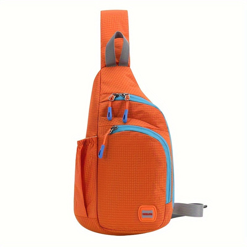 Waterproof Nylon Fanny Pack, Trendy Zipper Sling Bag With Side Pocket For Outdoor Sports