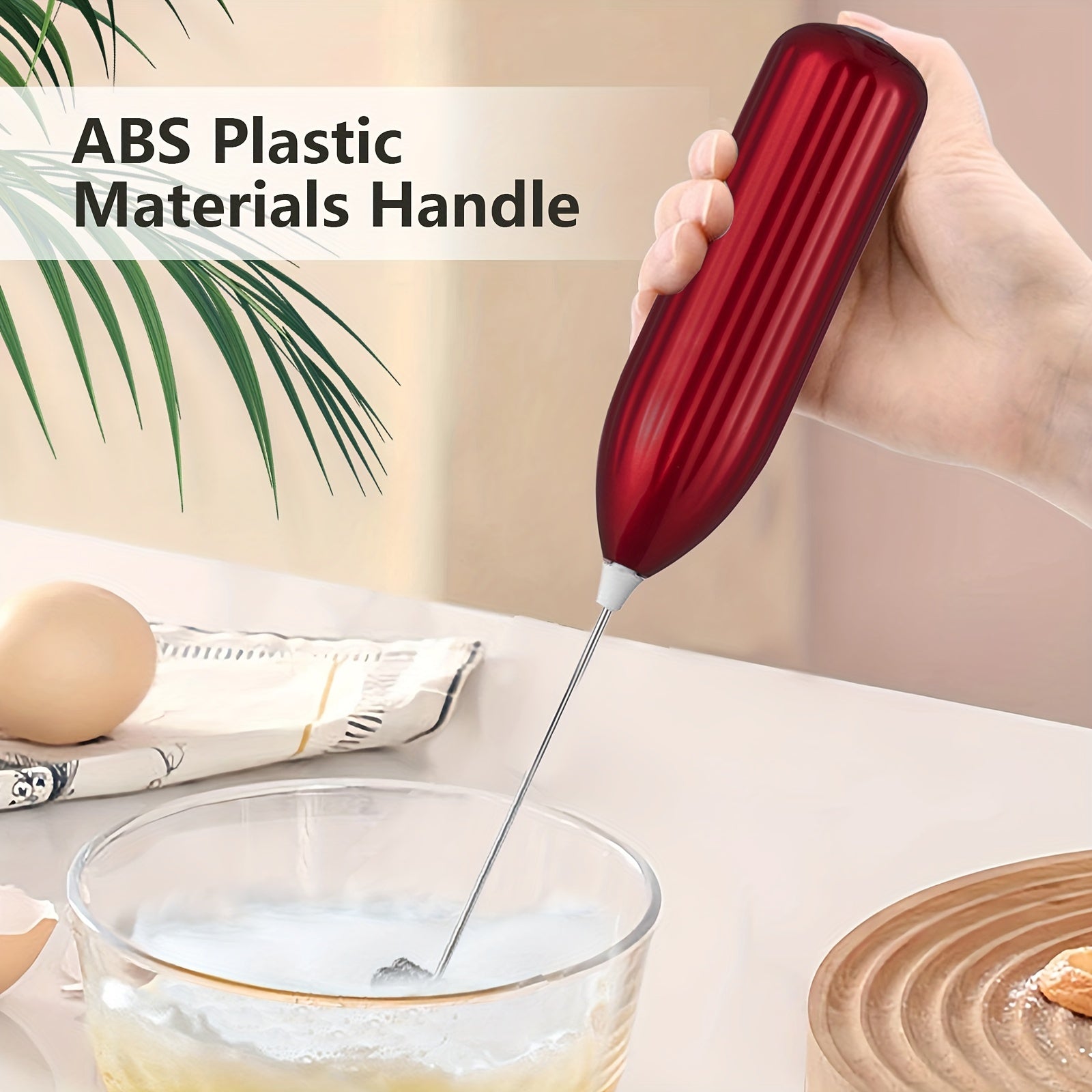 1pc, Lalayuan Powerful Electric Milk Frother, Mini Milk Foamer, Battery Operated (Not Included) Stainless Steel Drink Mixer, Handheld Electric Whisk For Coffee, Latte, Cappuccino, Chocolate, Matcha