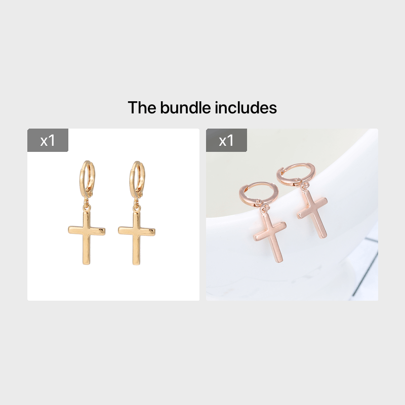 Elegant 18K Golden Plated Cross Dangle Earrings - Vintage Style, Daily Occasion, Copper Base, Perfect for Parties and Everyday Wear, Everyday Earrings|Vintageinspired Design|Goldtone Earrings