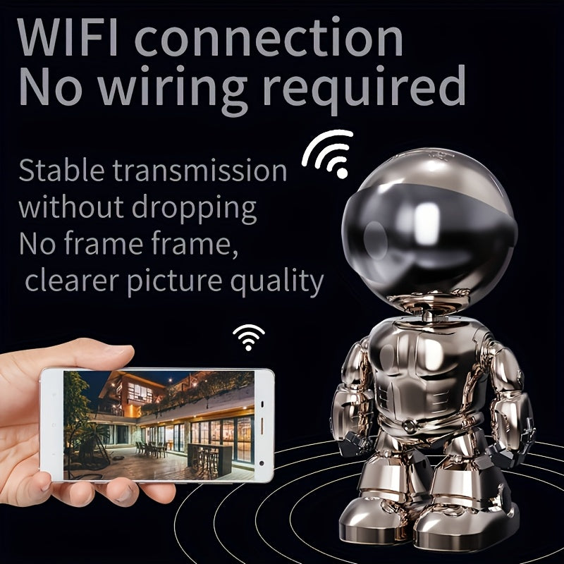 3MP HD Smart Robot Security Camera with 360° Night Vision, Two-Way Audio, Motion Detection & Wi-Fi - Indoor/Outdoor Wireless Pet & Home Surveillance System, 1296P HD Video, App-Controlled Robot Camera for Bedroom, Living Roo