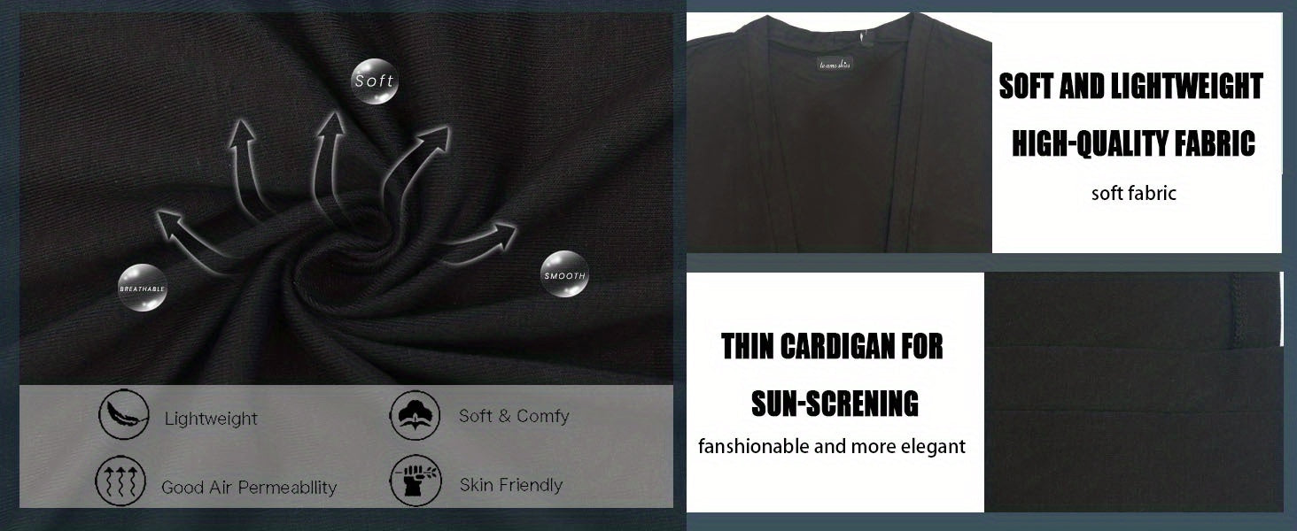 Plus Size Elegant Cardigan, Women's Plus Basic Half Sleeve Slight Stretch Cardigan