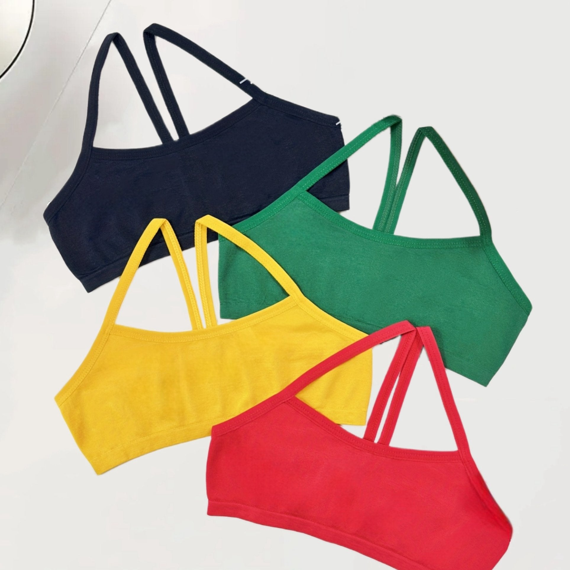 Holiday Style 4pcs Girls Training Bras Stretchy Sports Bralette Sleeveless Crops Tank Tops Underwears For 6-14 Years Old Kids