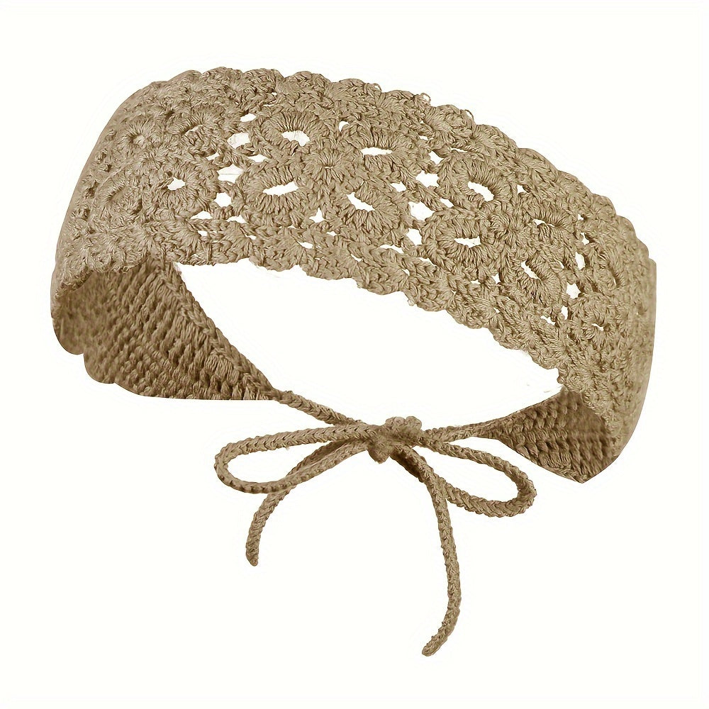 Women Crochet Headbands Boho Knitted Floral Elastic Hairband Vintage Head Wrap Hair Accessories