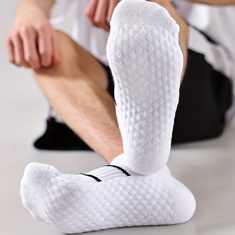 5 Pairs of Thin Mesh Men's Professional Sports Socks, Breathable Sweat-absorbing Anti-odor with Ear Lifting Heel Guard