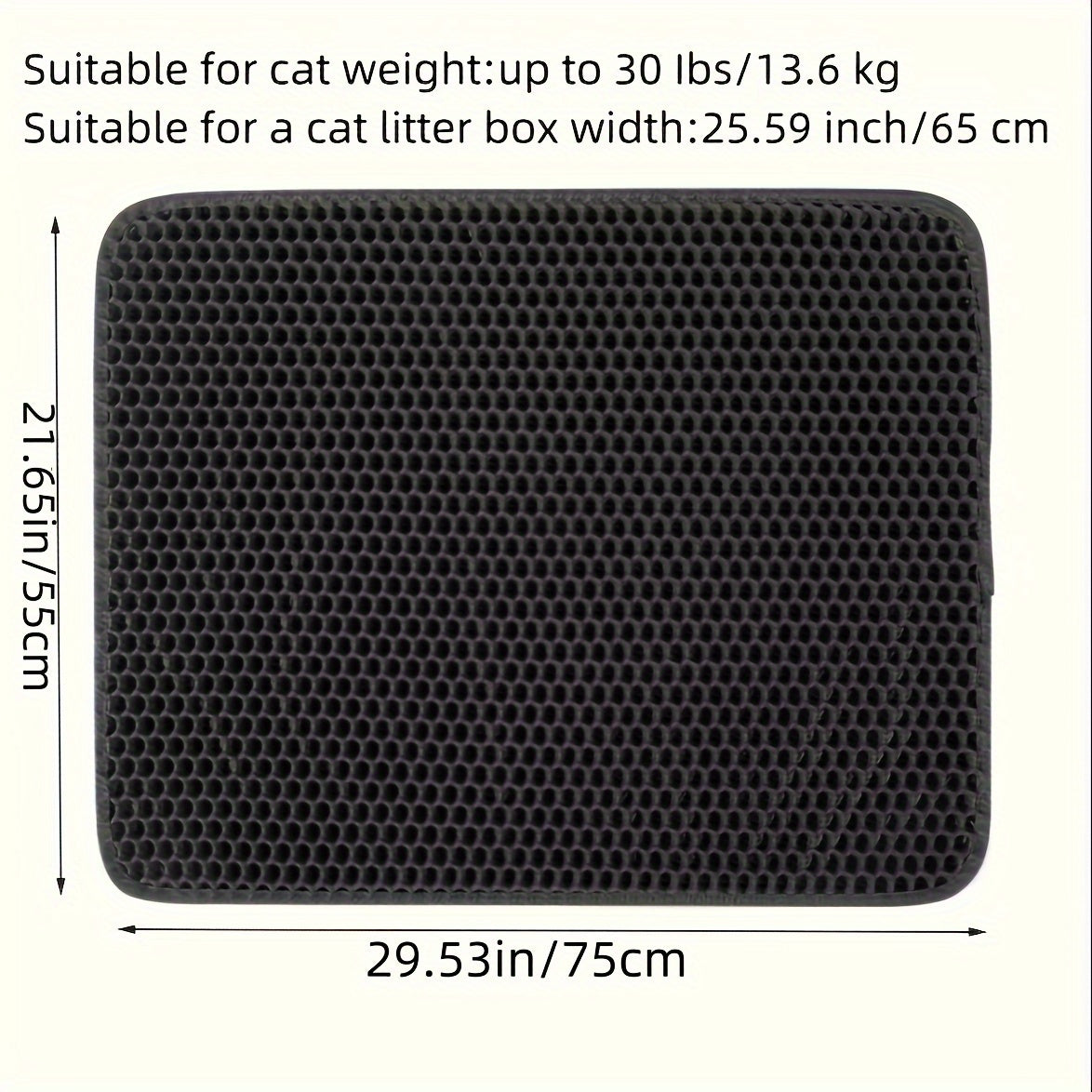 Cat Litter Mat, Beautiful Honeycomb Cat Litter Box Catcher Pad, Suitable for Cats, Odor Control Double Layer, Urine Waterproof, Washable, Phthalate-Free