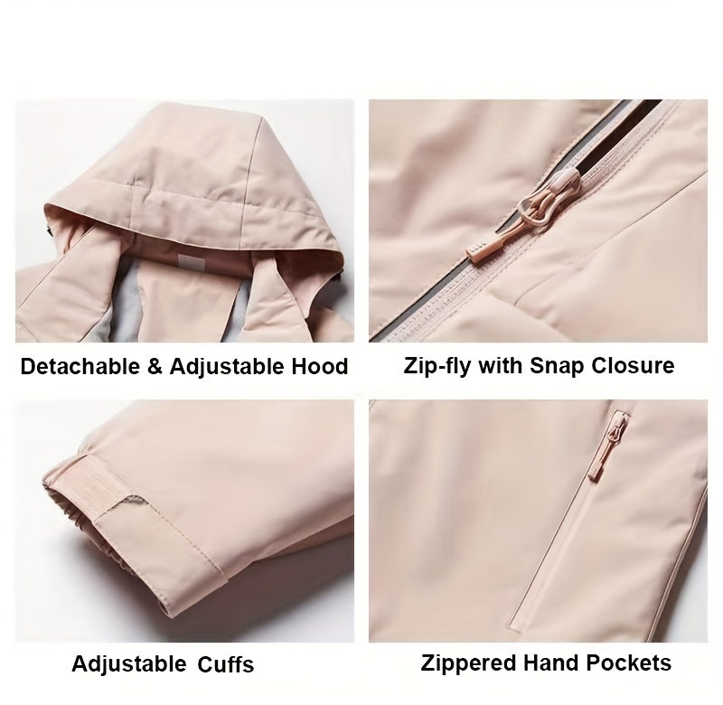 Women's Autumn and Winter Outdoor Sports Casual Warm Fleece Lined Windproof Stand Collar Jacket