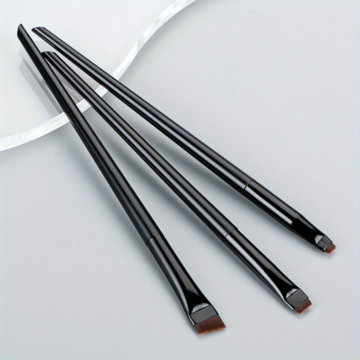3Pcs Ultra-Thin Eyebrow Brush Set - Angled Precision Eyeliner Makeup Brushes, Synthetic Bristles Slanted Eye Brow Tinting Kit