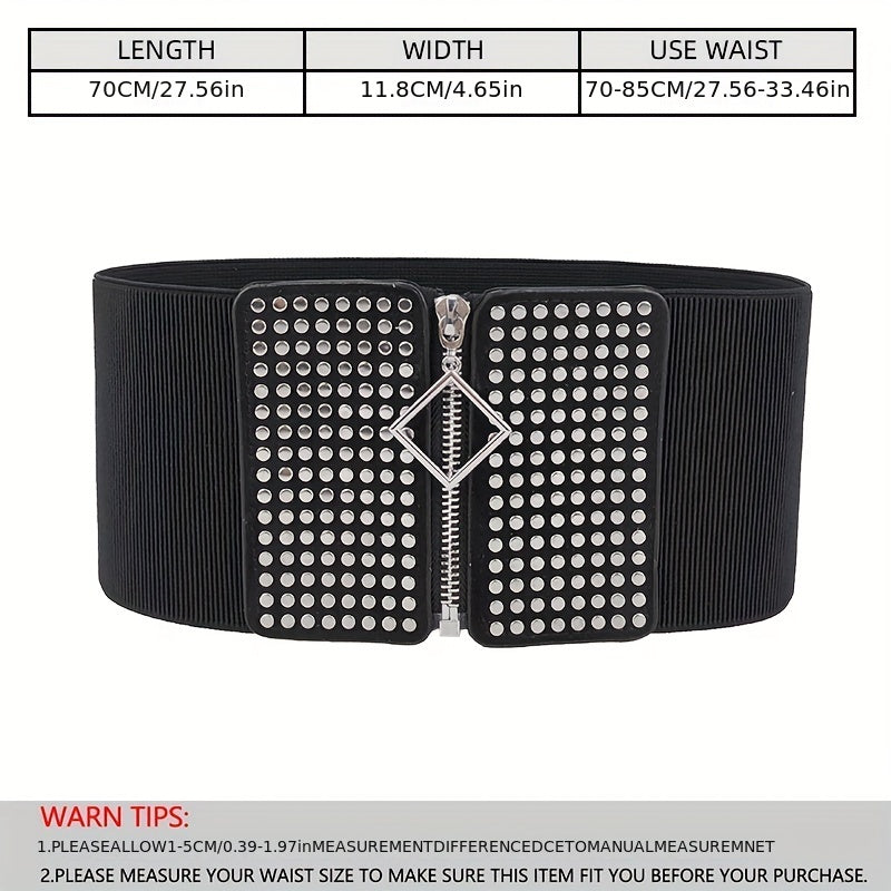 Wide Elastic Studded Belt Female Waist Gothic Plus Size Stretch Girdle Ladies Long Belts For Women Corset Waistband