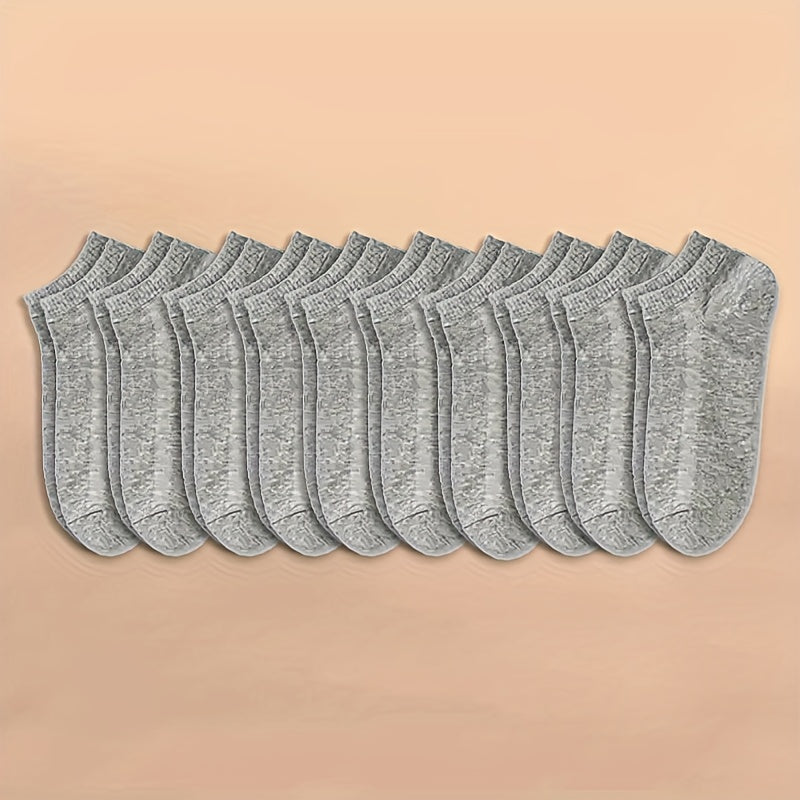 10/20/40 Pairs Solid Unisex Socks, Soft & Lightweight Unisex Low Cut Ankle Socks, Women's Stockings & Hosiery