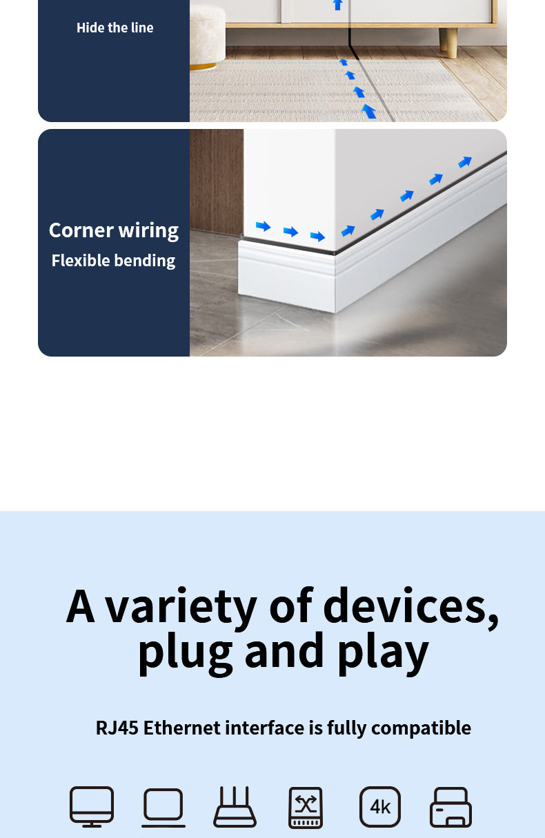 Cat 7 Ethernet Cable High Speed, Shielded Flat Internet Cable With Clips.