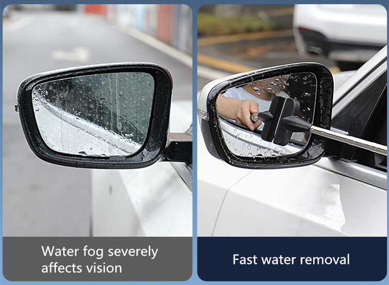 [2-in-1 Stainless Steel Wiper] 2-in-1 Stainless Steel Portable Retractable Wiper | Compact & Versatile for Car Rearview Mirrors, Windshields, Glass & Shower Cleaning, Pink Handle