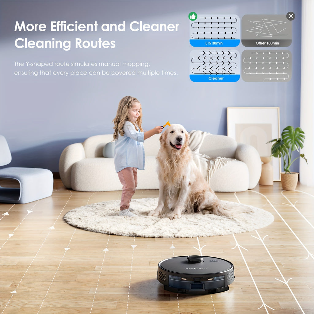 Robot Vacuum And Mop Combo 5000Pa, Lubluelu 15 Robot Vacuum, Auto-Charging, 5 Maps, 30 No-go Zones, WiFi/App/Alexa, 3 In 1 Robot Vacuum Cleaner For Pet Hair Carpet Hard Floor