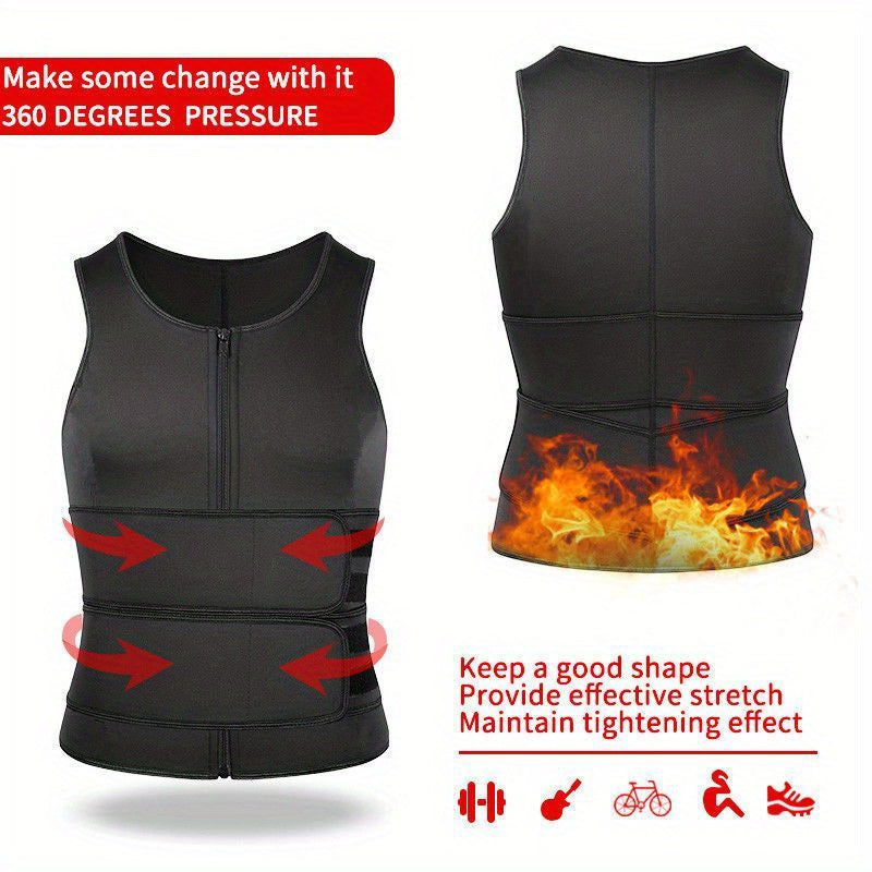 Men's Compression Sweat Sauna Vest, New Slimming Suit For Students, Waist Belts Body Shaper Back Support Tank Top For Workout Fitness Gym