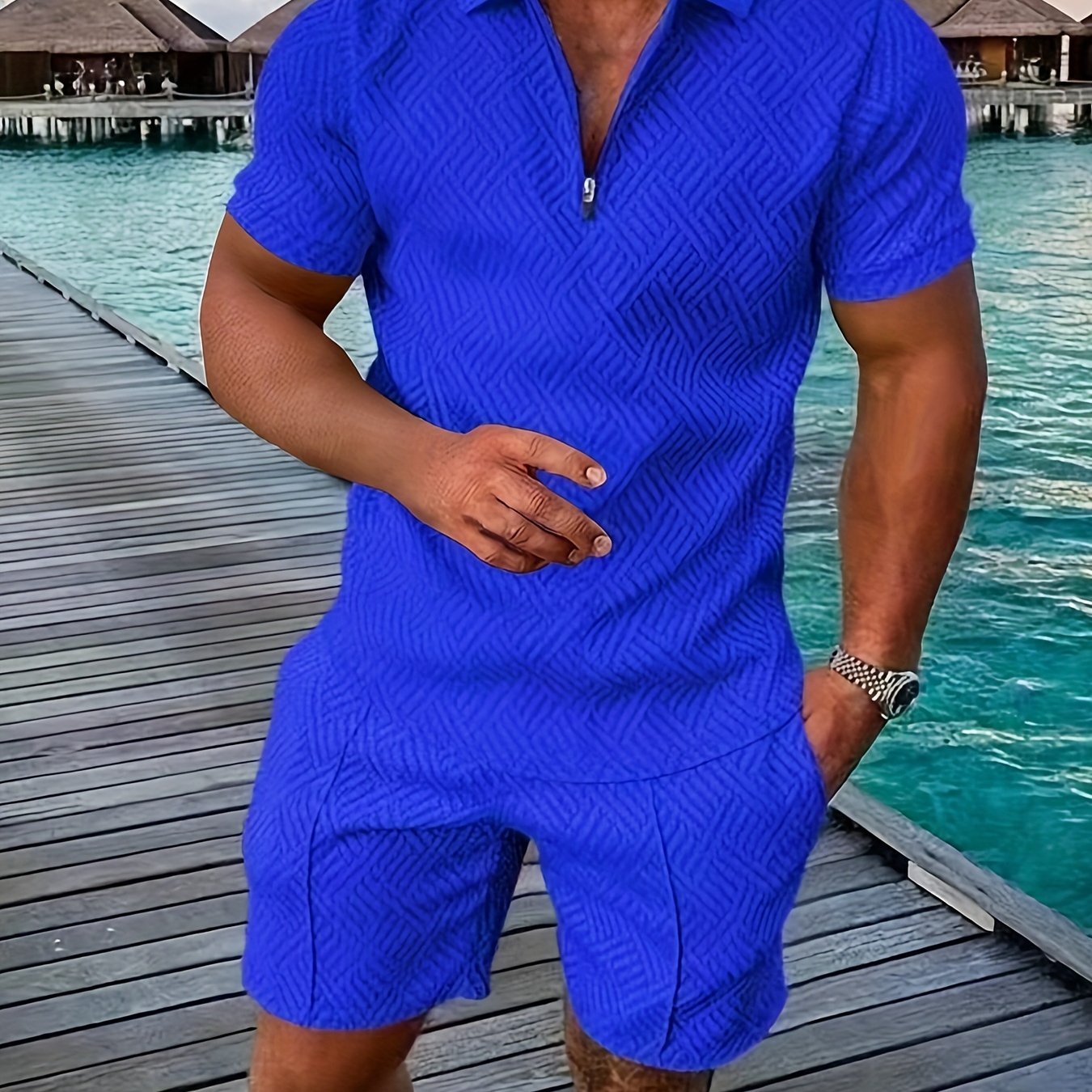 Men's T-shirt short sleeve + shorts casual sports suit blue
