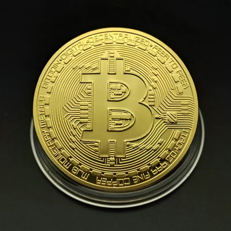 Golden Commemorative Coin Of Bitcoin, A Virtual Currency, As A Business Gift Item With Coin Craftsmanship For Foreign Trade.