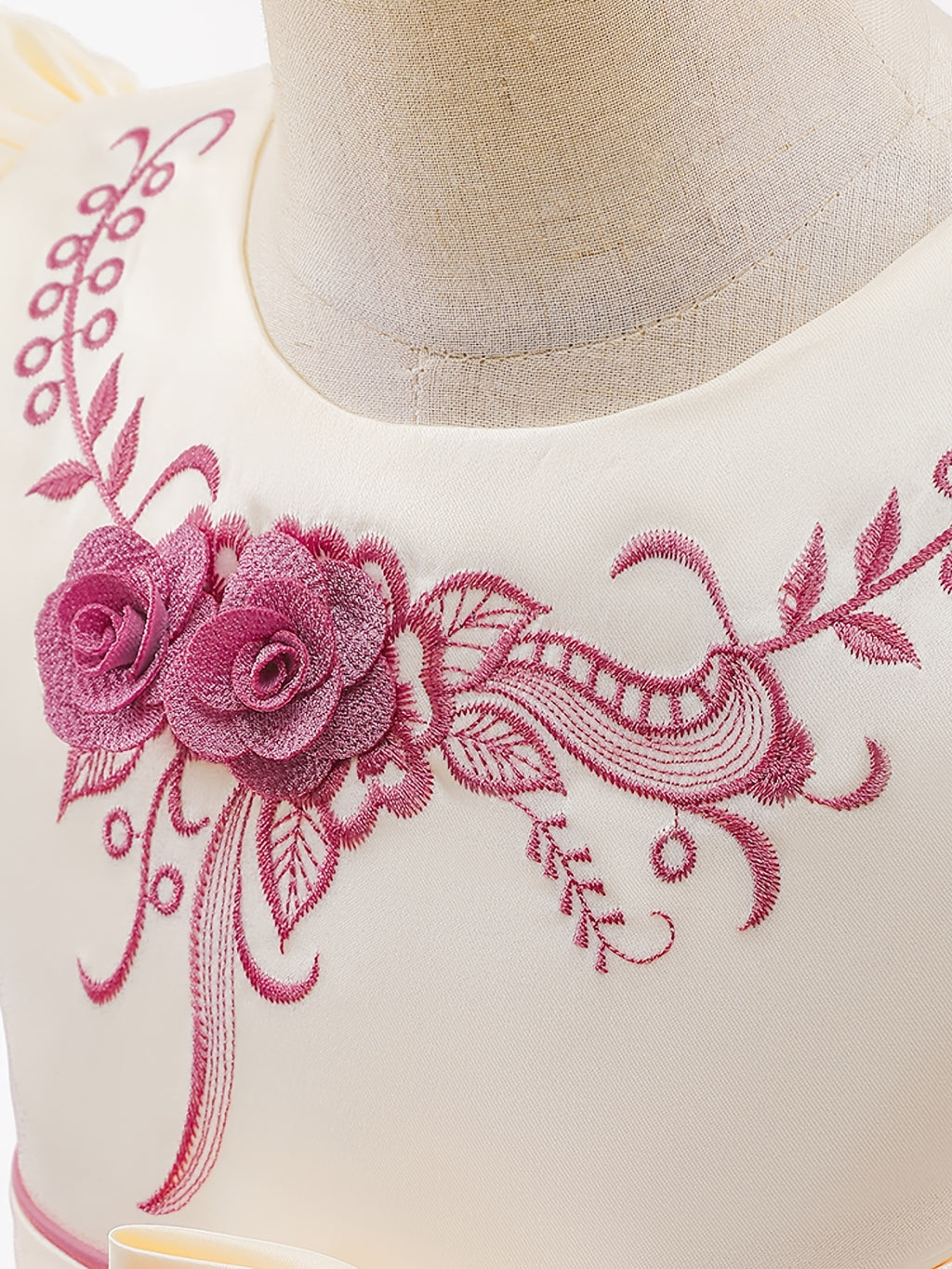 Girls Princess Dress Short Sleeve Embroidered Flower Bow Lace Dress Performance Dress Wedding Flower Girls For Evening Birthday Party Kids Clothes