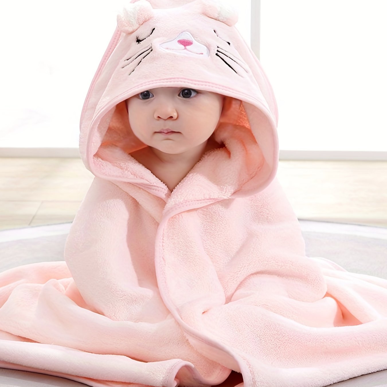 Cute Cartoon Design Baby Bath Towel & Hooded Bathrobe - Super Soft & Water Absorbent Microfiber For 0-2 Year Olds