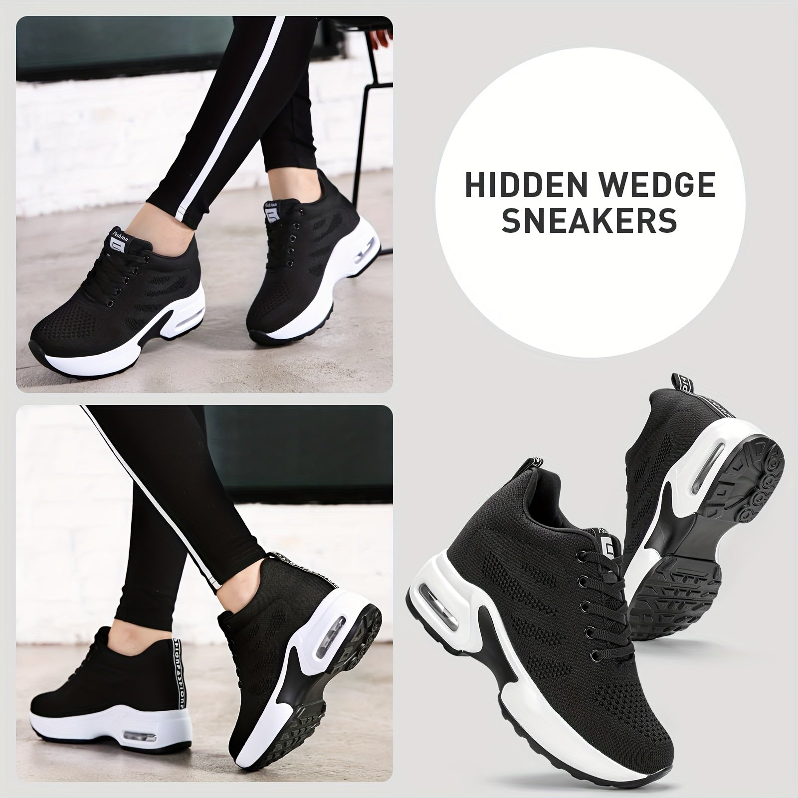 KOWAYI Women's Lightweight Breathable Mesh Low-Top Sneakers - Summer Casual Shoes with Cushioned Comfort, Black & White Accents for Walking, Errands & Casual Attire, Sporty Lifestyle Shoes | Modern Sneakers | Breathable Mesh