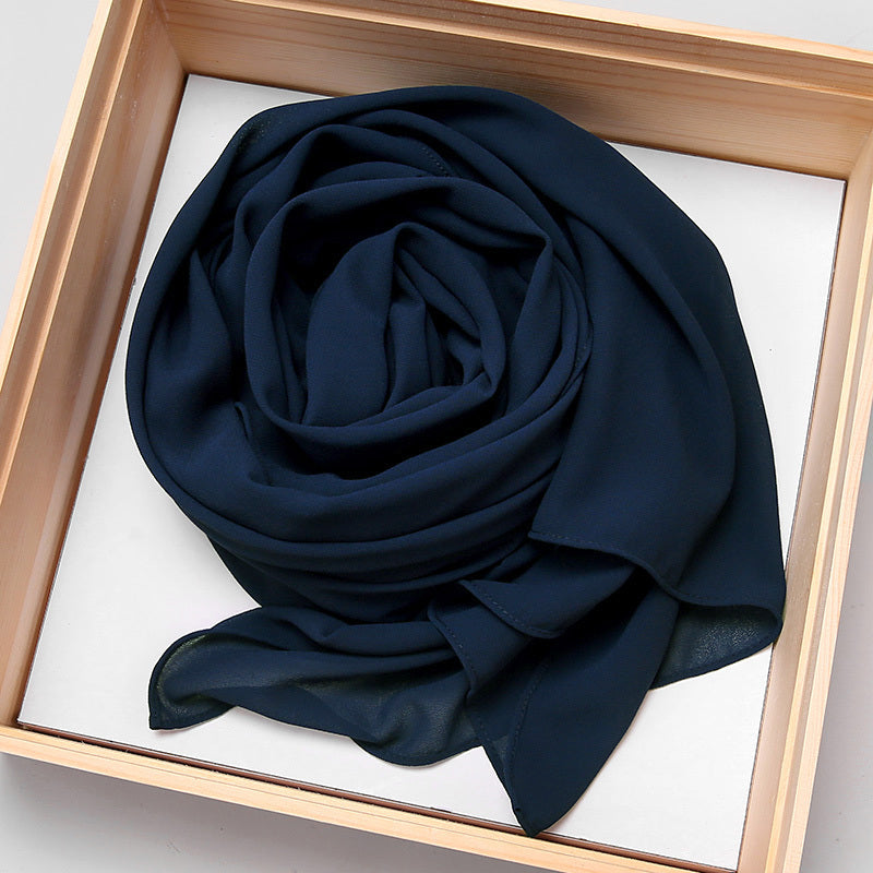 Solid Color Chiffon Scarf Women's Instant Hijab Long Shawl Scarf Lightweight Hair Sleeping Wrap