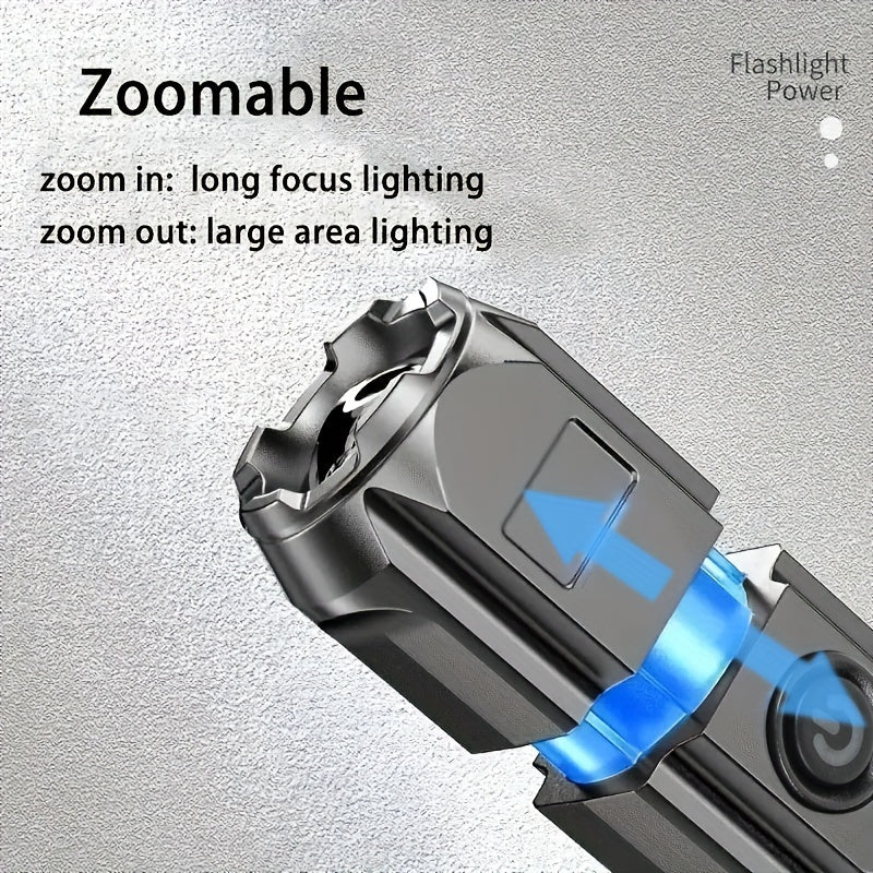 Baihuibri Flashlight, Powerful Variable Focus Multifunctional Portable, Telescopic Zoom Light Rechargeable, Suitable for Outdoor Lighting Work Exploration Hiking, 1 pc