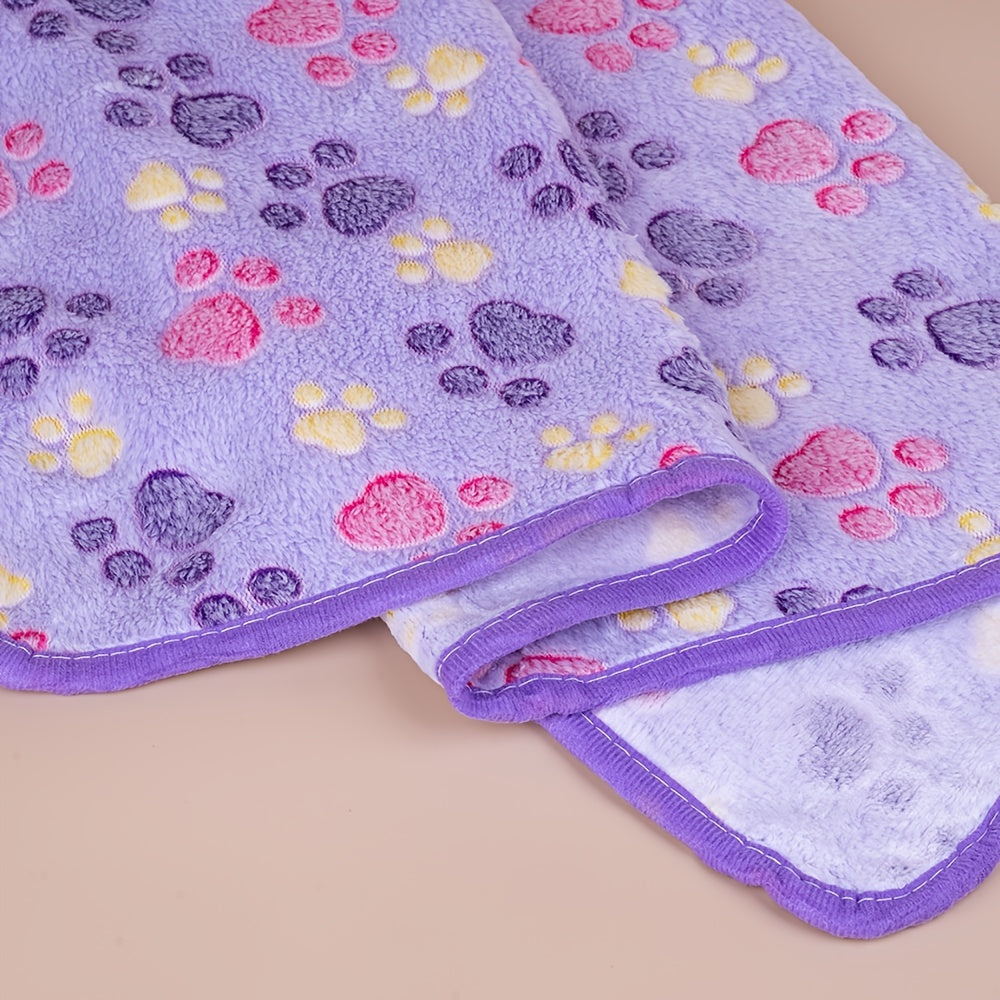 Stay Cozy with this Adorable Dog Paw Print Fleece Blanket - Perfect for Cats & Dogs!