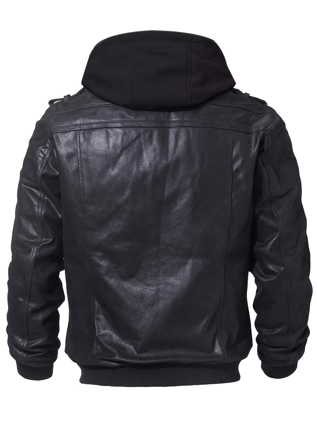Men's Brown Leather Motorcycle Jacket with Removable Hood - FLAVOR