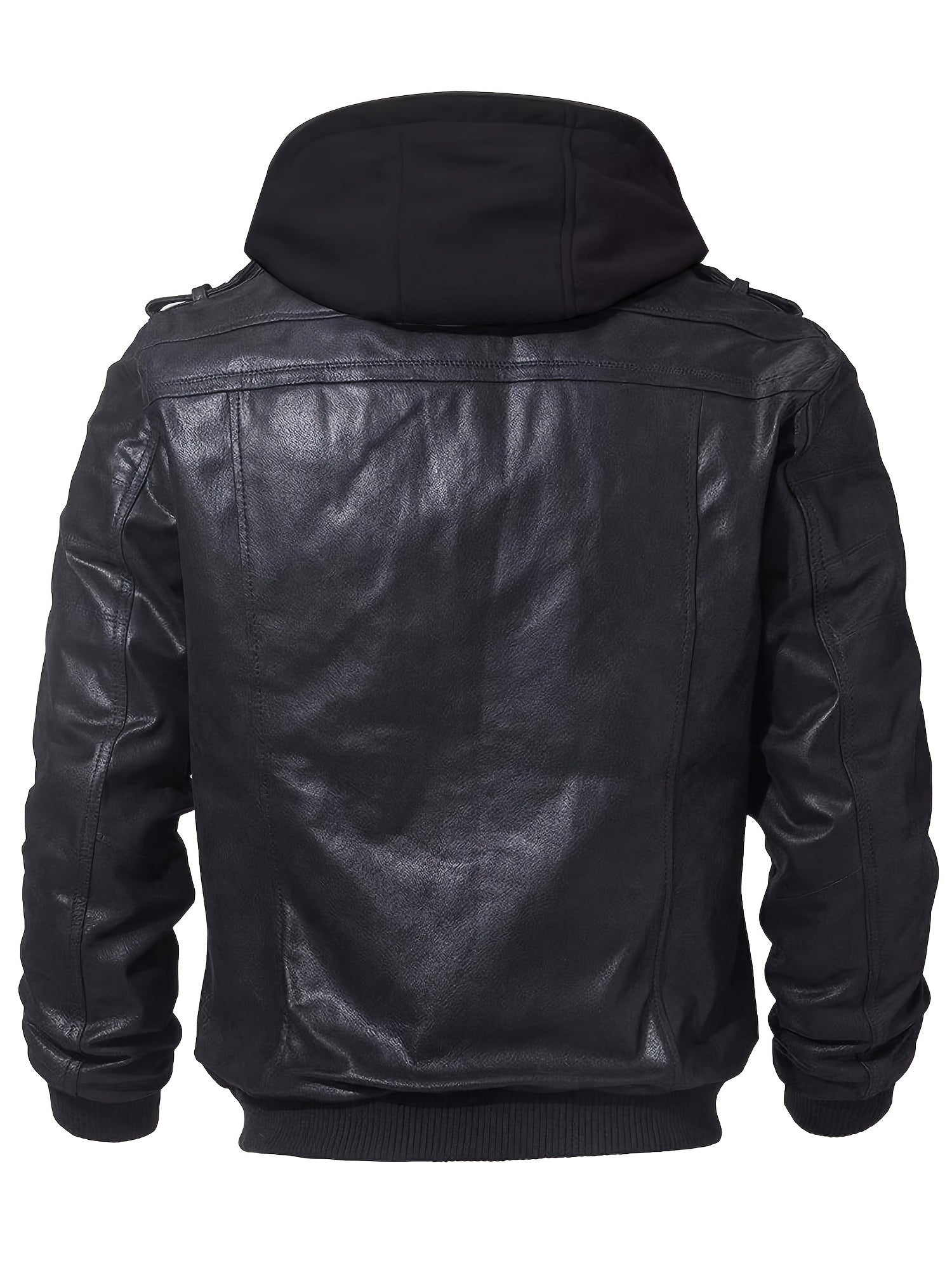 Men's Brown Leather Motorcycle Jacket with Removable Hood - FLAVOR