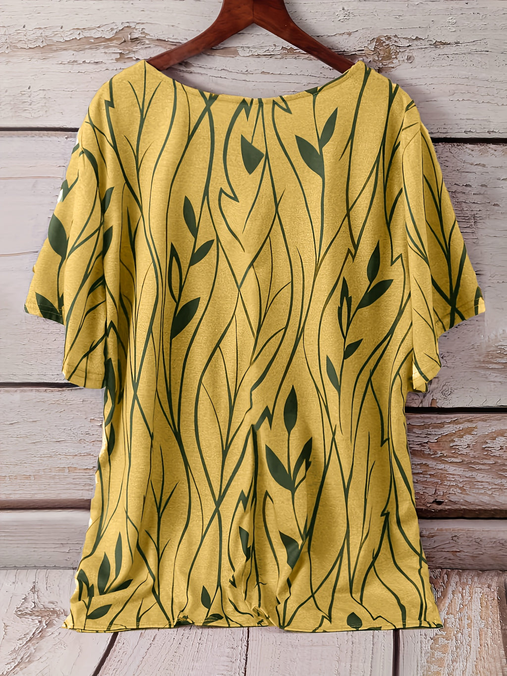 [Plus Size Elegant Floral Tee] Plus Size Elegant T-shirt, Women's Plus Casual Floral Print Round Neck Half Sleeve Tee