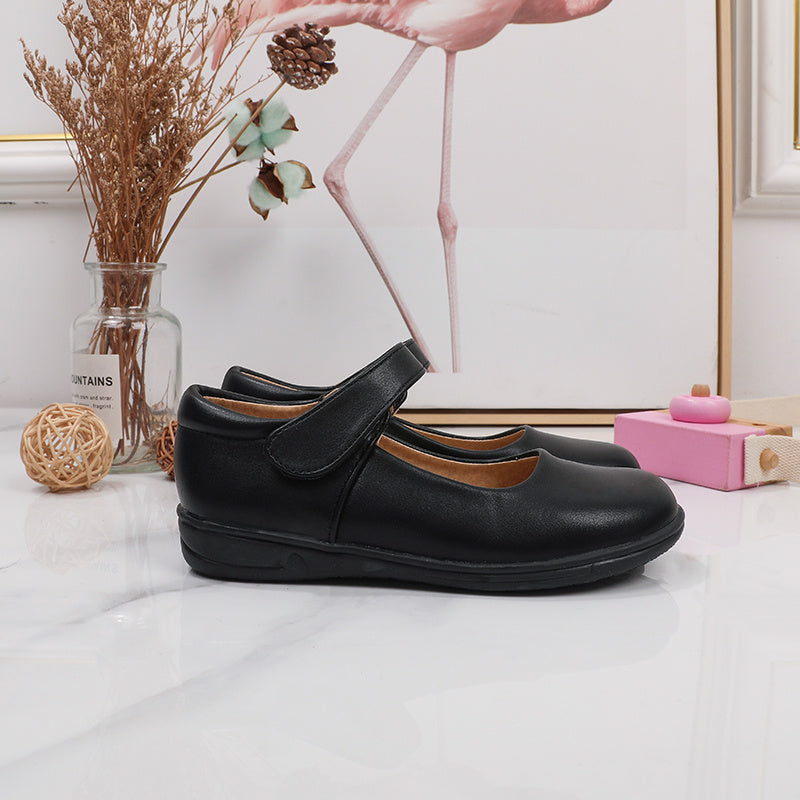 Girls' Black Mary Jane Shoes with Bow Detail - Non-Slip Synthetic Faux, Ideal for Performances & School Uniforms