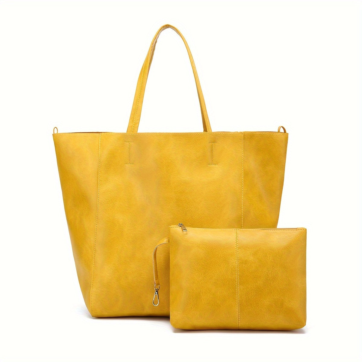 Retro-Handtasche in Unifarben, Vintage-Stil, großes Fassungsvermögen mit Innentasche