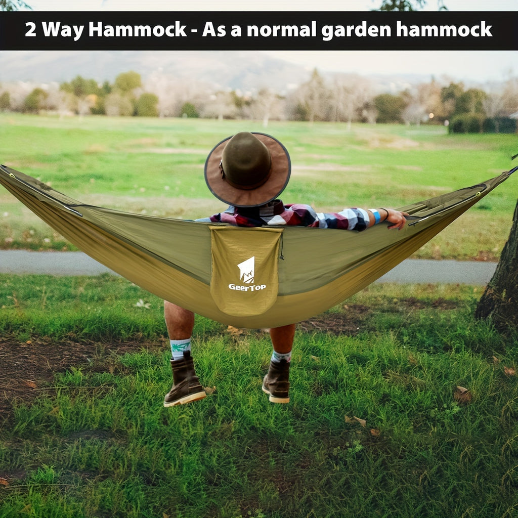 GEERTOP 3in 1 Outdoor Hammock with Mosquito Net Sun Shelter Rainfly, Double Sleep Rest Camping Hammock for Backpacking Travel Garden Park