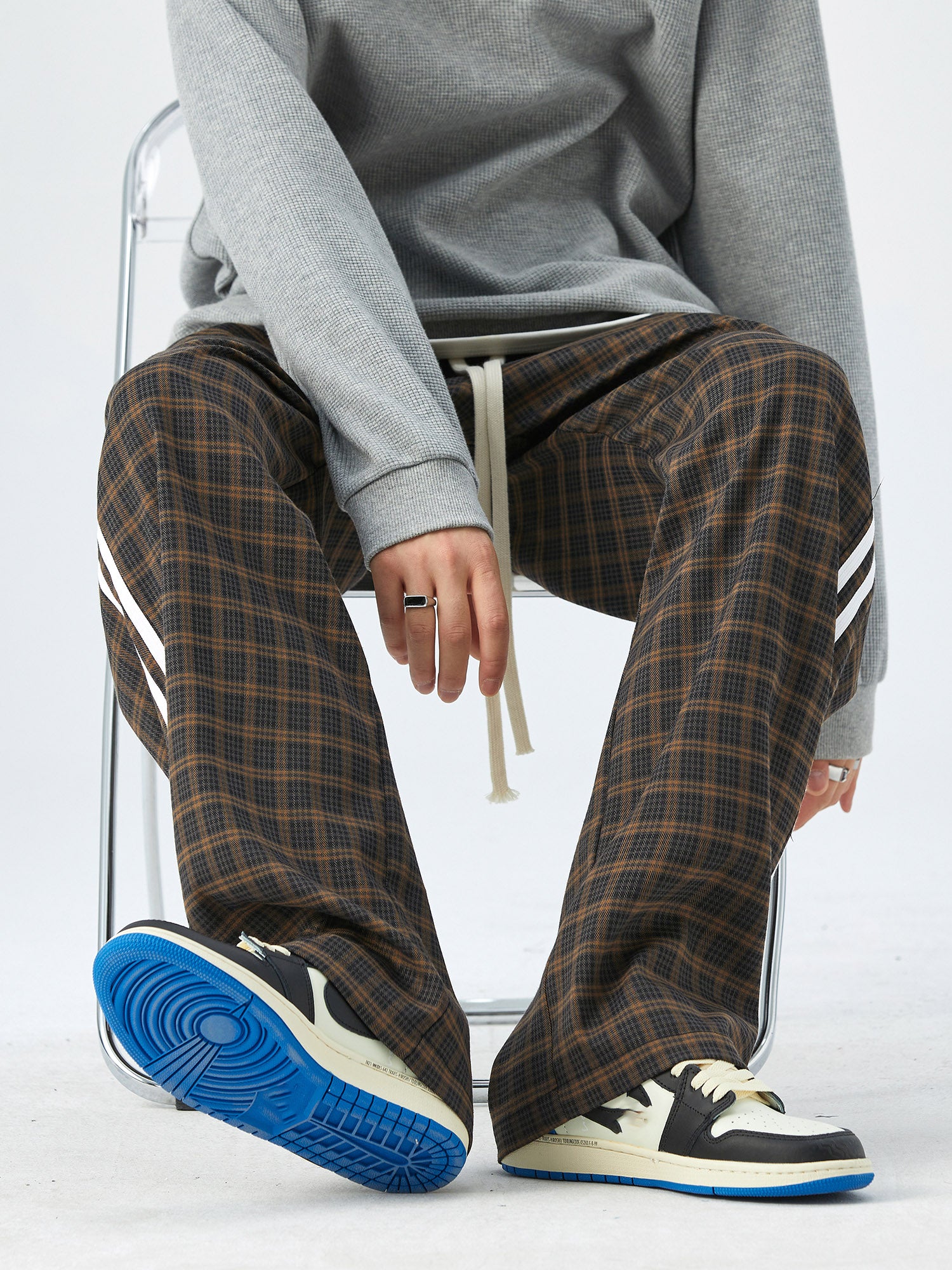 Men's Trendy Plaid Loose Pants For Spring/Fall