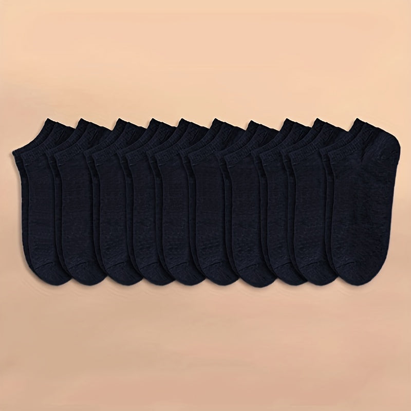 10/20/40 Pairs Solid Unisex Socks, Soft & Lightweight Unisex Low Cut Ankle Socks, Women's Stockings & Hosiery