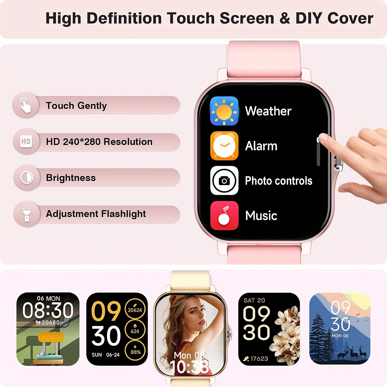 New 1.83-Inch Full Touch Screen Silicone Strap Smartwatch for Men and Women, Fitness Tracker with Customizable Dial, Wireless Calling & App Connectivity, Over 100 Sports Modes (Hiking, Climbing, Basketball), Remote Camera Con