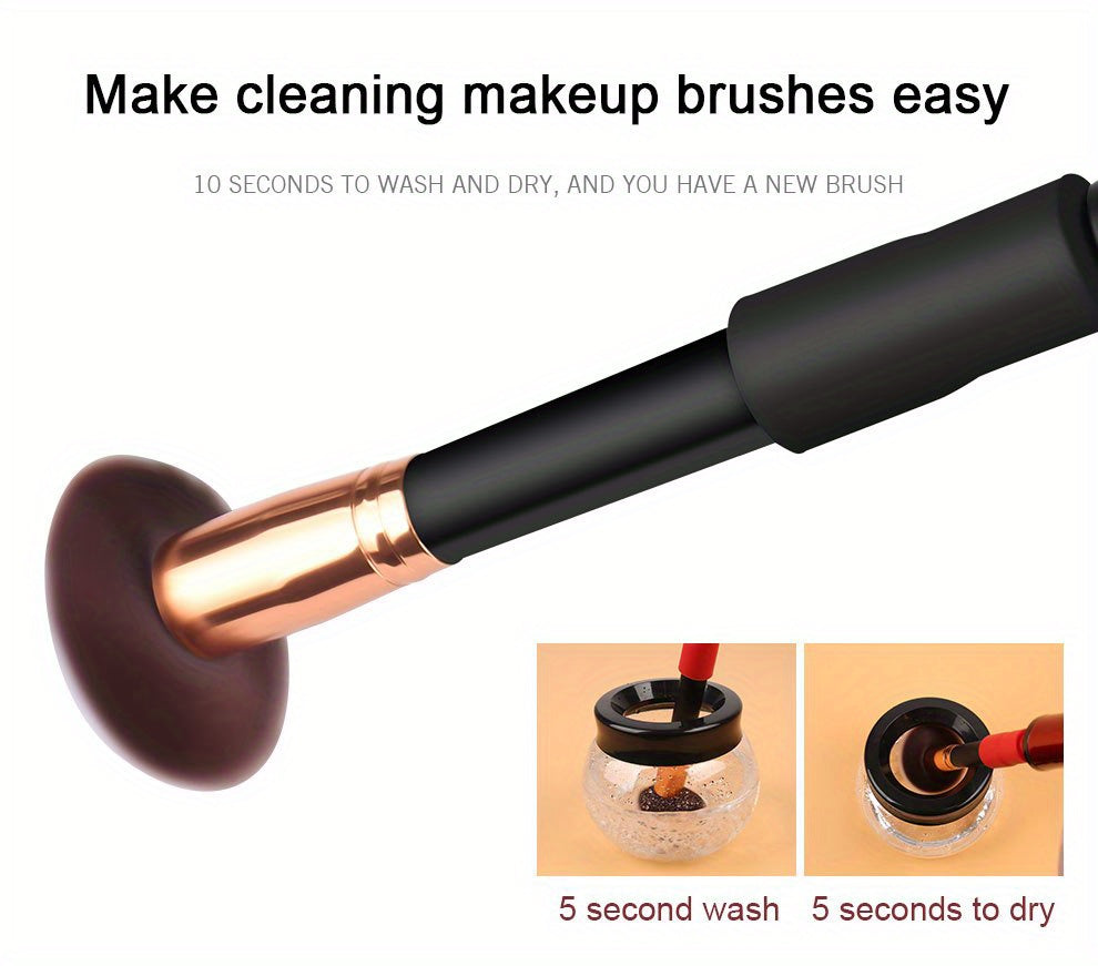QuickClean Battery-Operated Makeup Brush Cleaner - Efficient Residue Removal, Adjustable Speeds, With Drying Function, Perfect for Home and Travel Use
