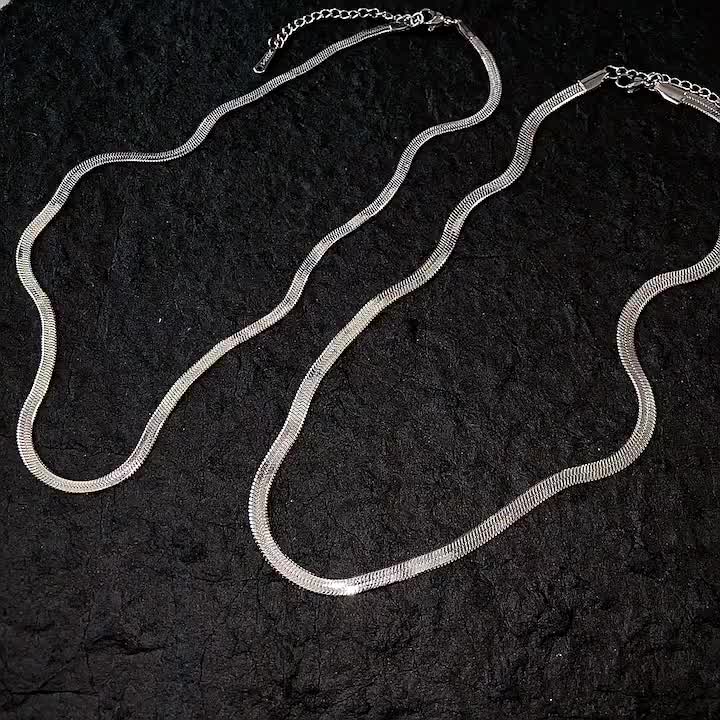 Never Fade Stainless Steel Blade Chain Clavicle Chain Unisex Flat Snake Chain Chain Stainless Steel Couple Chain Extension Chain