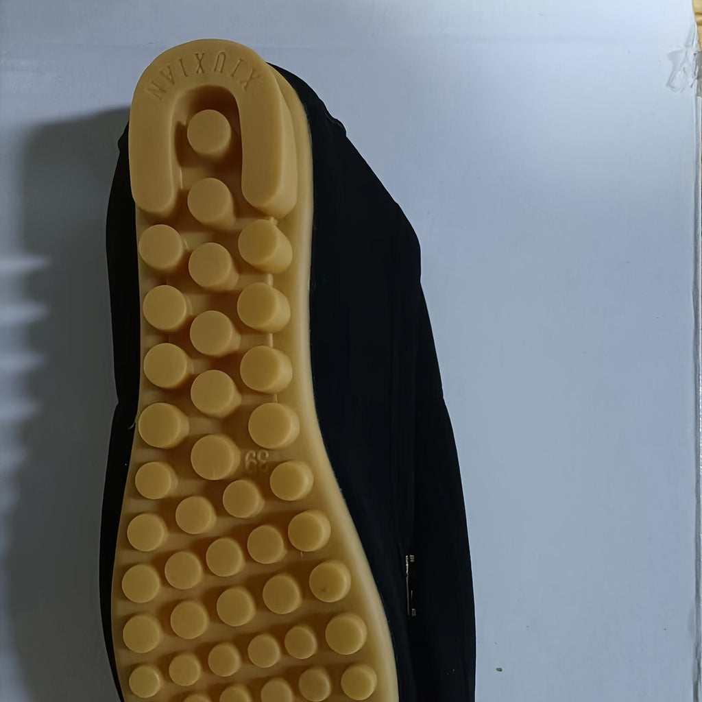 Women's Flat Slip On Loafers, Black Comfortable Non-slip Moccasins Shoes, Casual Walking Shoes