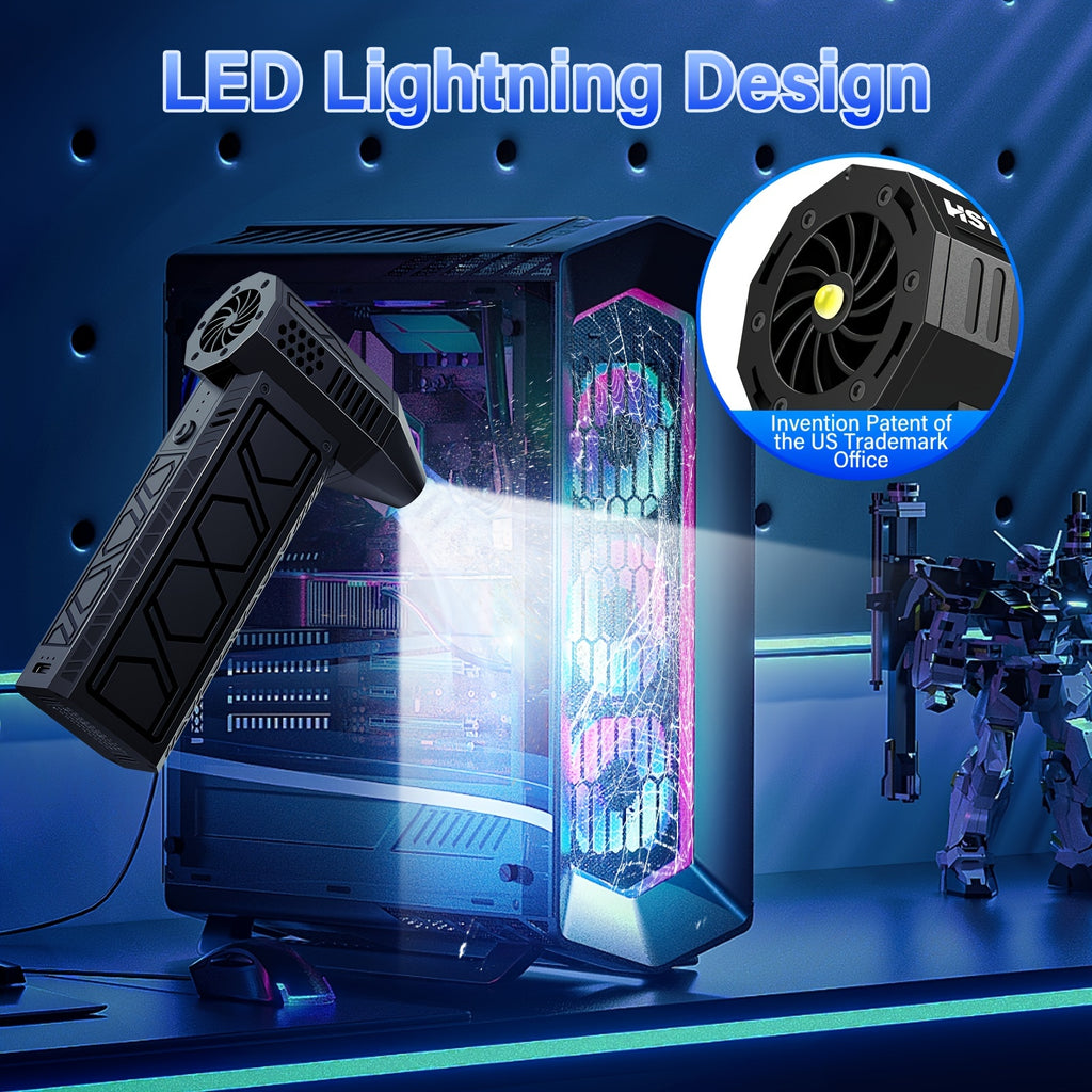 Rechargeable Compressed Air Duster with High-Speed Turbo Fan - 10000mAh Lithium Battery - Multi-Scene Powerful Cleaning Blower for Electronics, Car, Home, Office - USB Charged, Portable Handheld Dust Remover